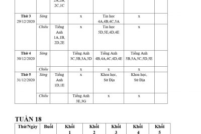 Lịch thi học kì 1 năm học 2020-2021